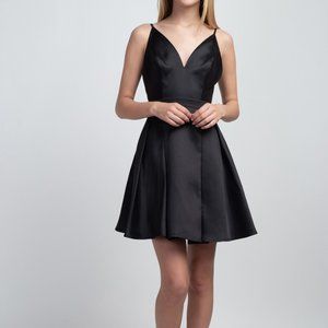 black taffeta cocktail homecoming formal dress